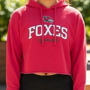 Yorkville Foxes Cropped Hoodie Red Athletic Sportswear Women's Size M